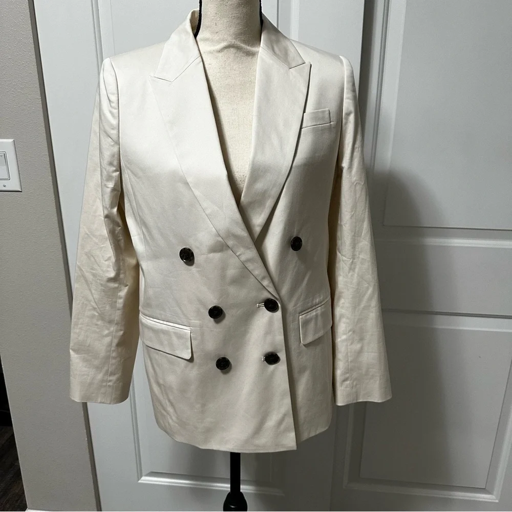 J.Crew Double Breasted Alfie Blazer lightweight chino cream size 8 new no tag